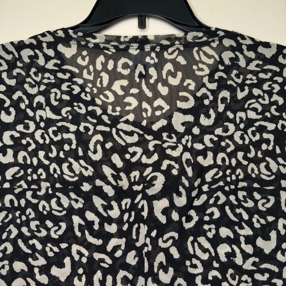CABI woman's size small S Sweetheart animal print mesh ruched long sleeve top - Picture 4 of 11